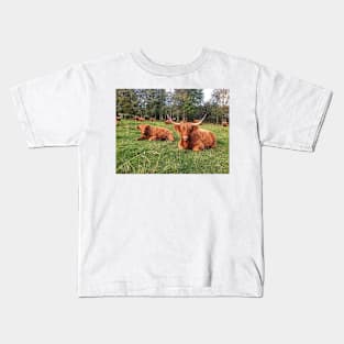 Scottish Highland Cattle Calf and Cows 2114 Kids T-Shirt